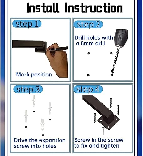 Miniatura 7 de Kit moderno de barra de agarre para pasamanos de escalera de 1 a 20 pies, barandilla de hierro forjado de metal  riel decorativo para montaje en