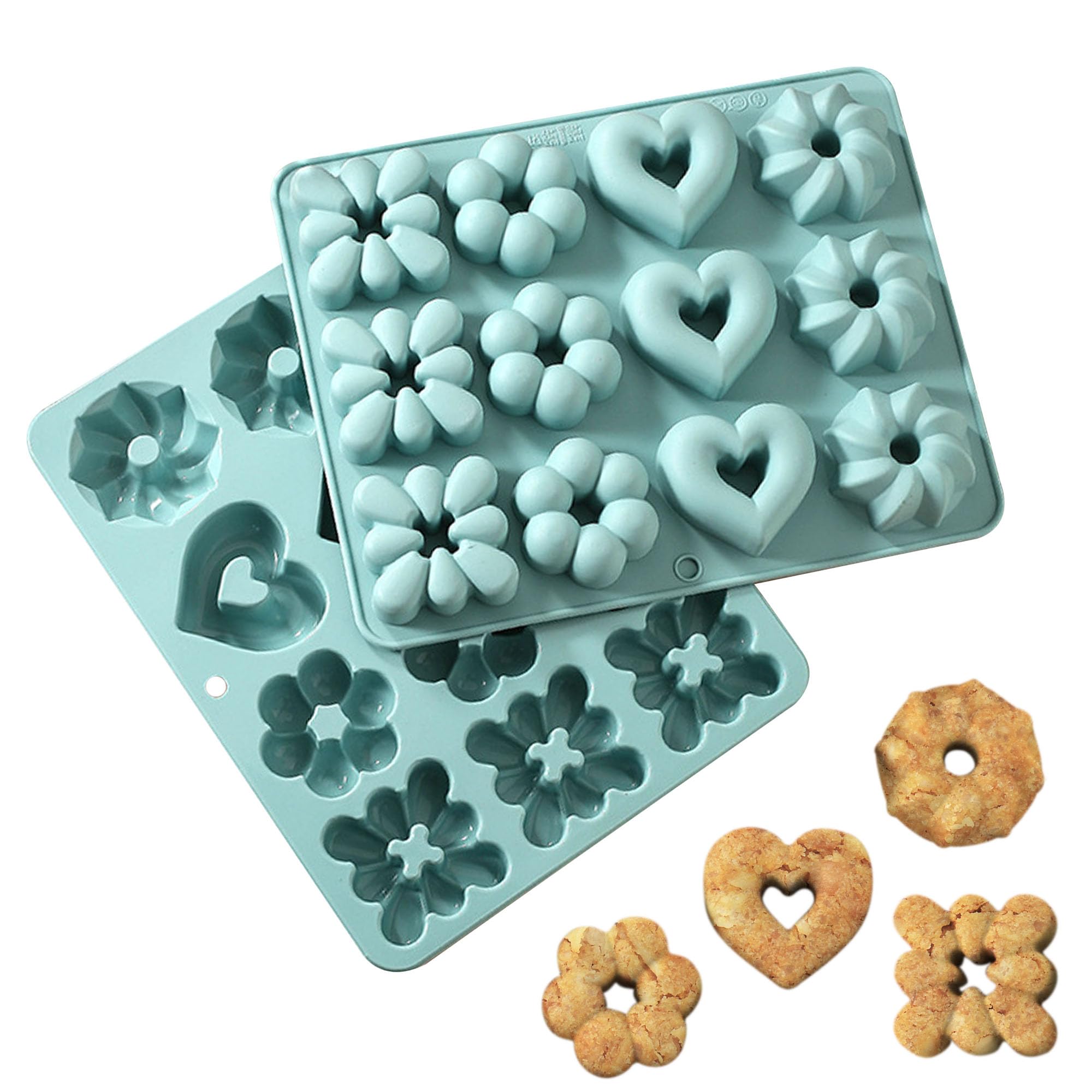 Molde para donas, molde de silicona para hornear donas de 12 cavidades, molde de silicona antiadherente para tortas de grado alimenticio para gelatina, cupcake, donas de donas, pan de maíz,