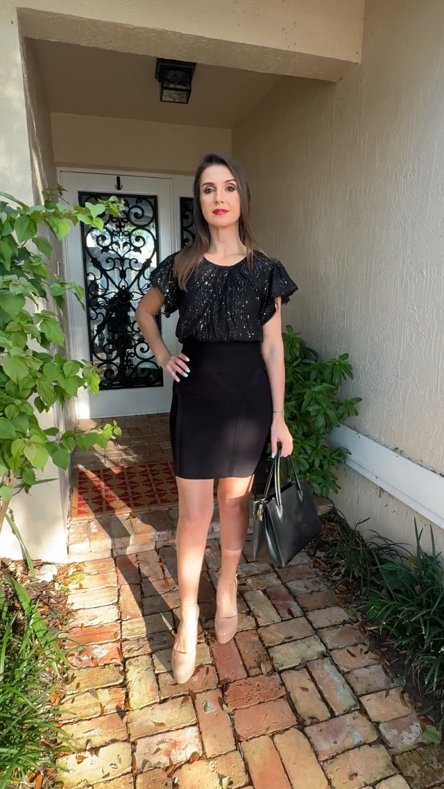 GRACE KARIN - Blusa da donna con maniche a 3/4, scollo a V, paillettes, adatta per cocktail party e feste, M