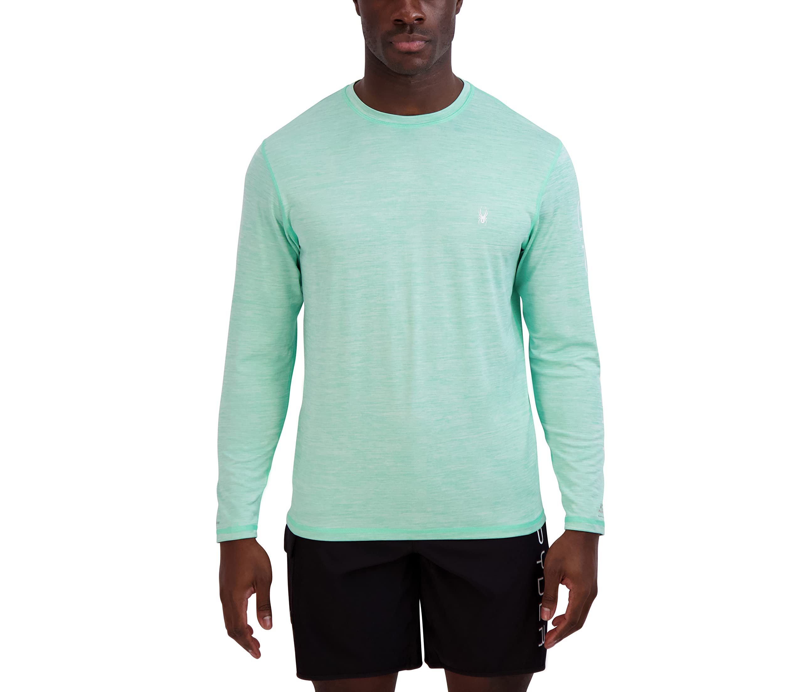 Spyder Quick Dry UPF Rashguard Lightweight Long Sleeve Solid Heather Hybrid Swim Shirt Maglietta Rash Guard Uomo