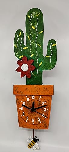 Oxidos Reloj de péndulo de cactus reciclado de comercio justo (naranja)