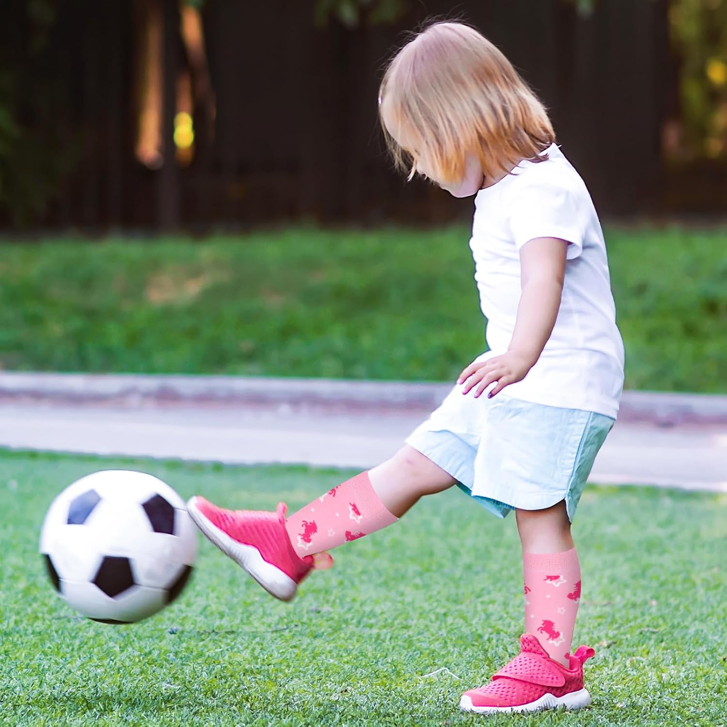 Kids Soccer Socks 3 Pairs Toddler Knee High Soccer Socks Baseball Sock for Girls - Image 6