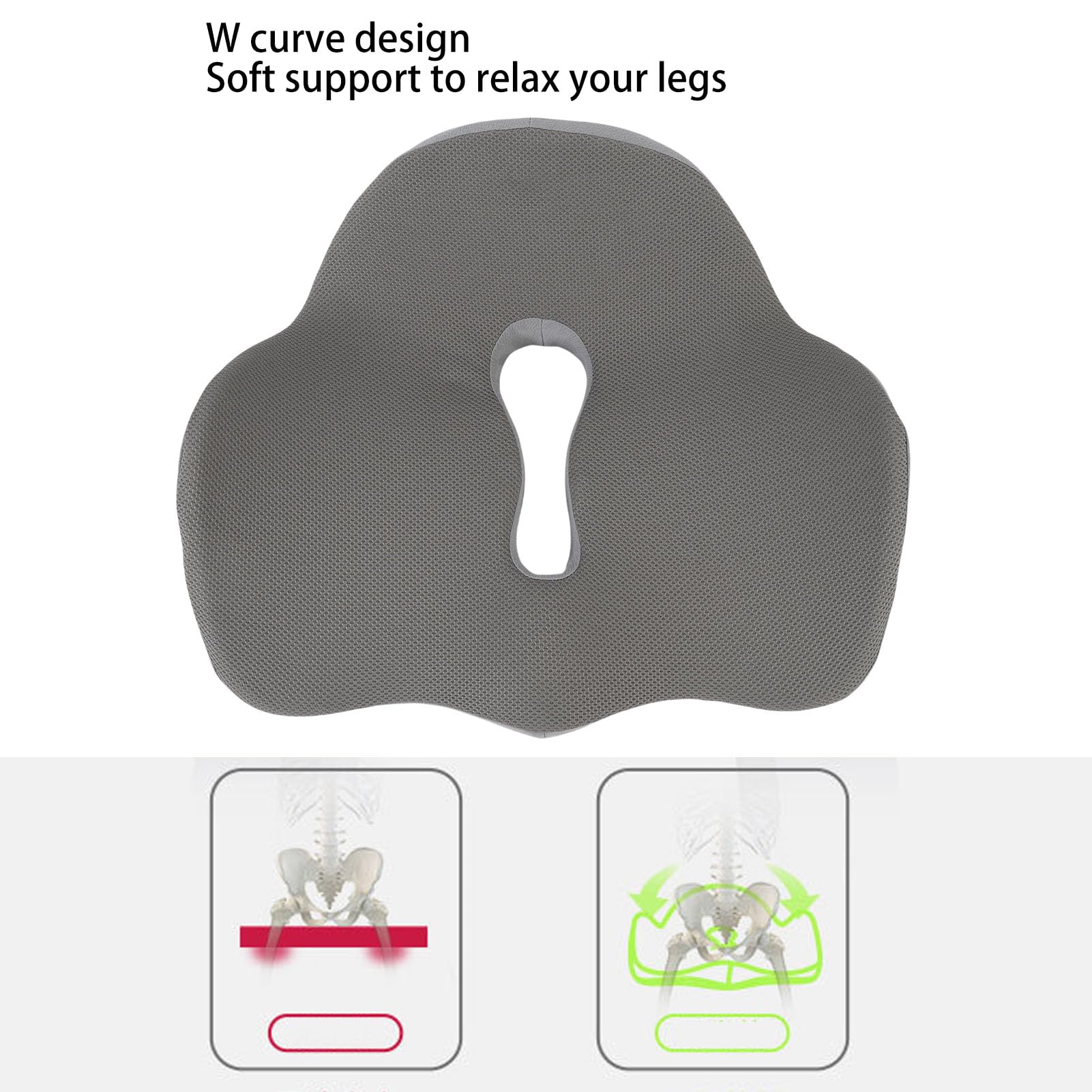 Yinhing Poduszka do Siedzenia, Poduszka z Pianki Pamięci, Poduszka na Krześle biurkową, Ergonomiczna Poduszka Krzesła, dla Długich Pracowników Siedzących, Kierowców Samochodów (GREY)