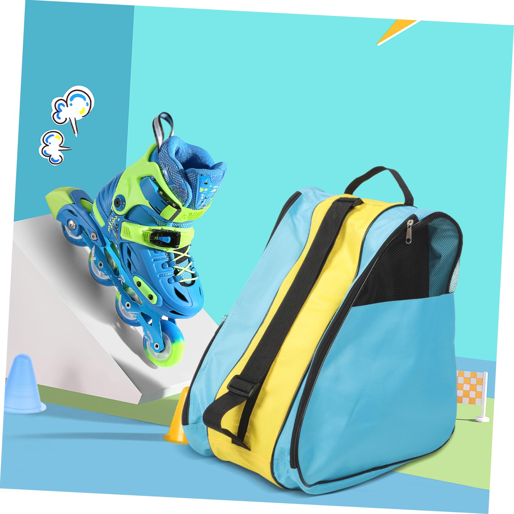 Toddmomy Borsa per Pattini Roller Uomo in Nailon Resistente, Zaino Comodo per Protezione e Trasporto Scarpe da Pattinaggio Artistico e Roller