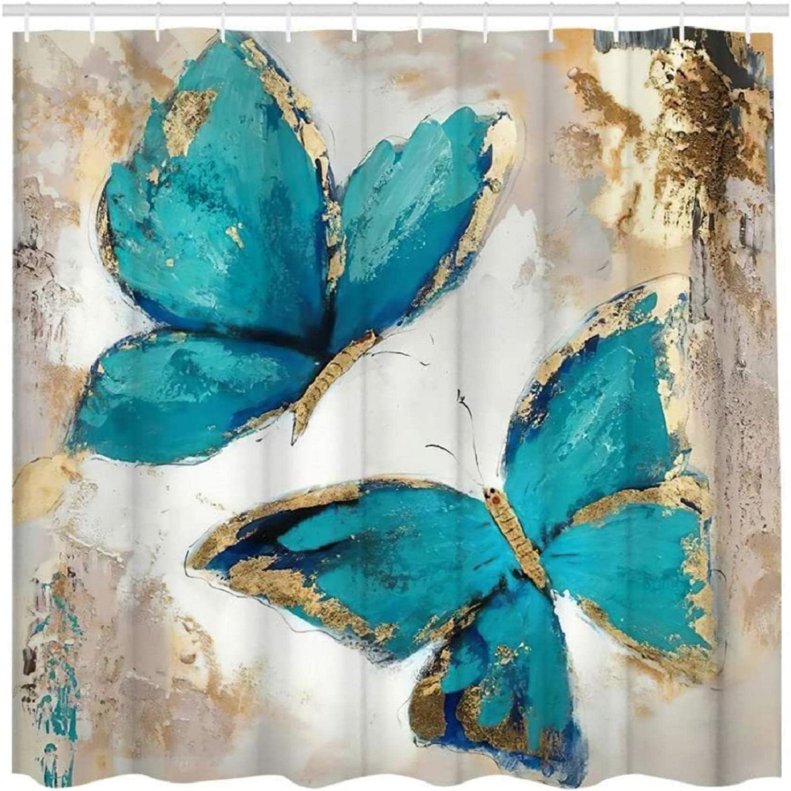 Tenda da doccia a forma di farfalla Tende da doccia moderne decorative Tessuto in poliestere impermeabile Tenda da doccia con ganci 300x200cm(118x79in)