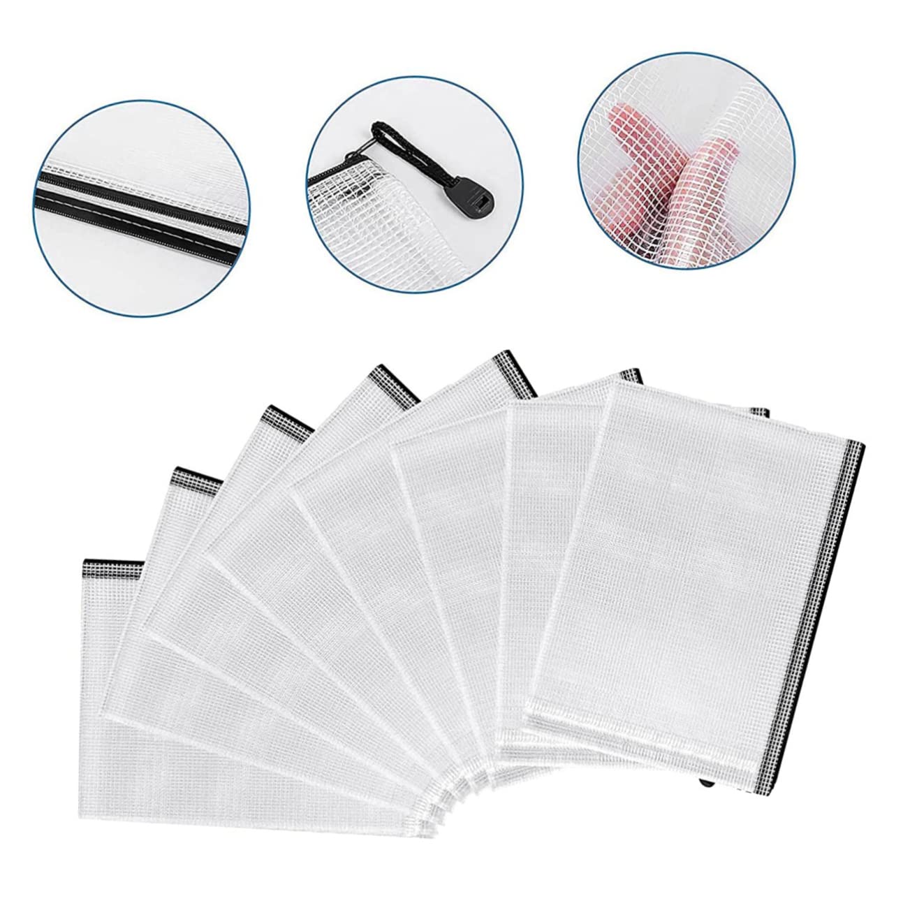 Borse File Cerniera Nero 10 Pezzi Pvc per Documenti Ufficio | Impermeabili, Resistenti allo Sporco e Difficili da Rompere, Back To School Party, Uso Multifunzione