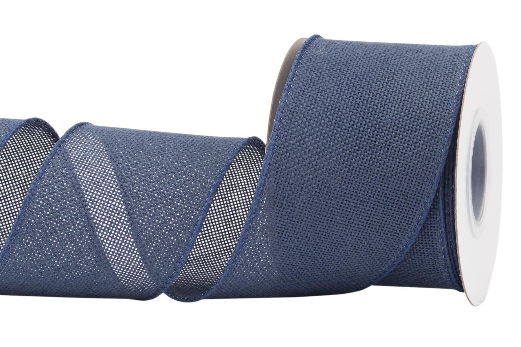 Joycrosso Burlap Wired Edge Ribbon 63mm x 9 Meters, Navy, Ideal for Crafting, Gift Wrapping, Wreath, Christmas Tree, and Rustic Wedding Decorations