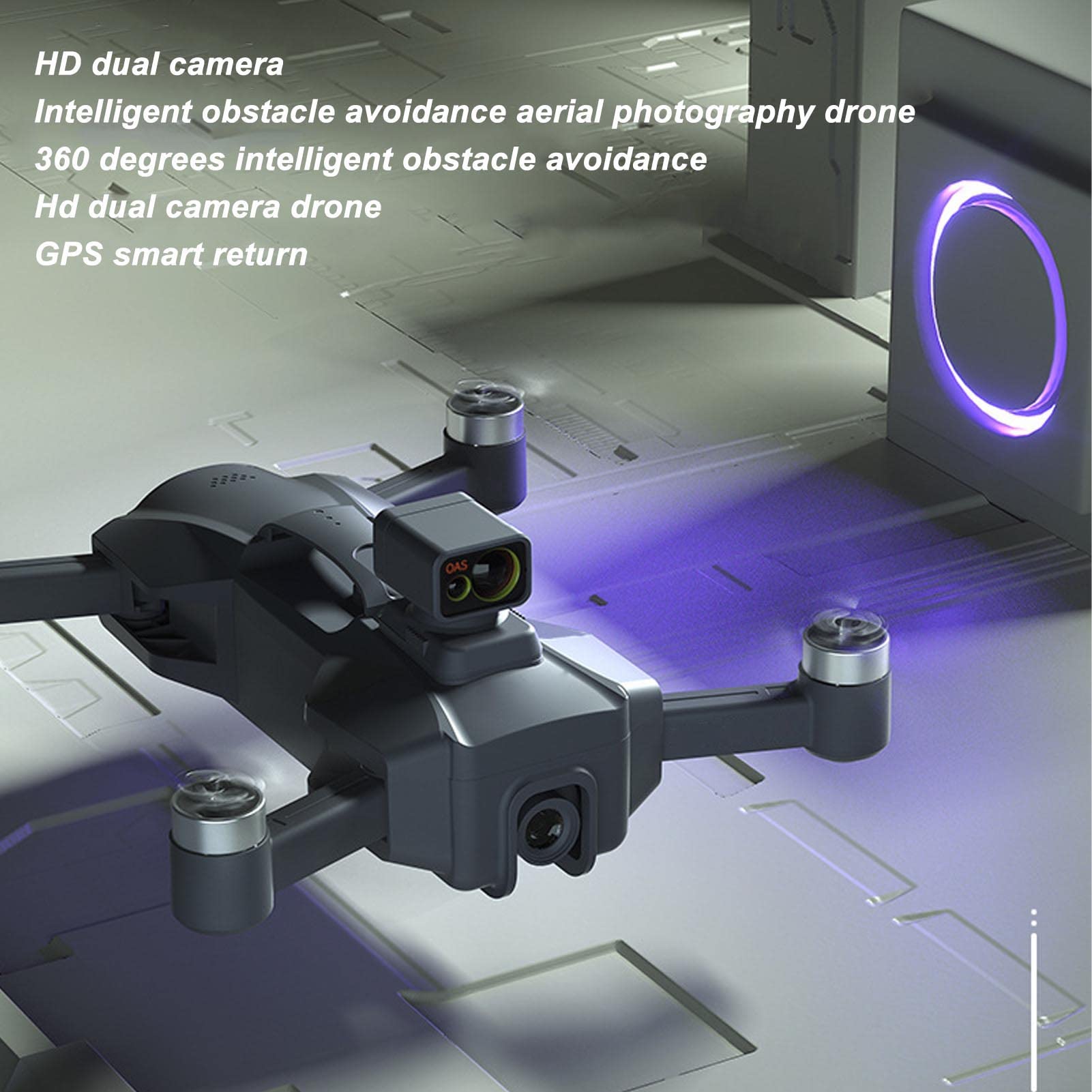 Quadricottero, Drone Pieghevole con Fotocamera HD 8K, Evita Ostacoli a 360°, Controlli Intelligenti, Fotografia Aerea