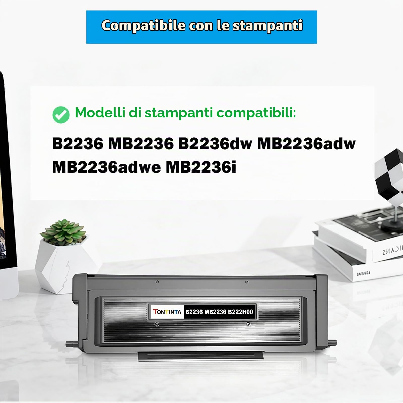 B222H00 B2236 MB2236 Cartuccia Toner Rigenerata Alta Capacità 3000 pagine Nero per Stampante B2236dw MB2236adw MB2236adwe MB2236i