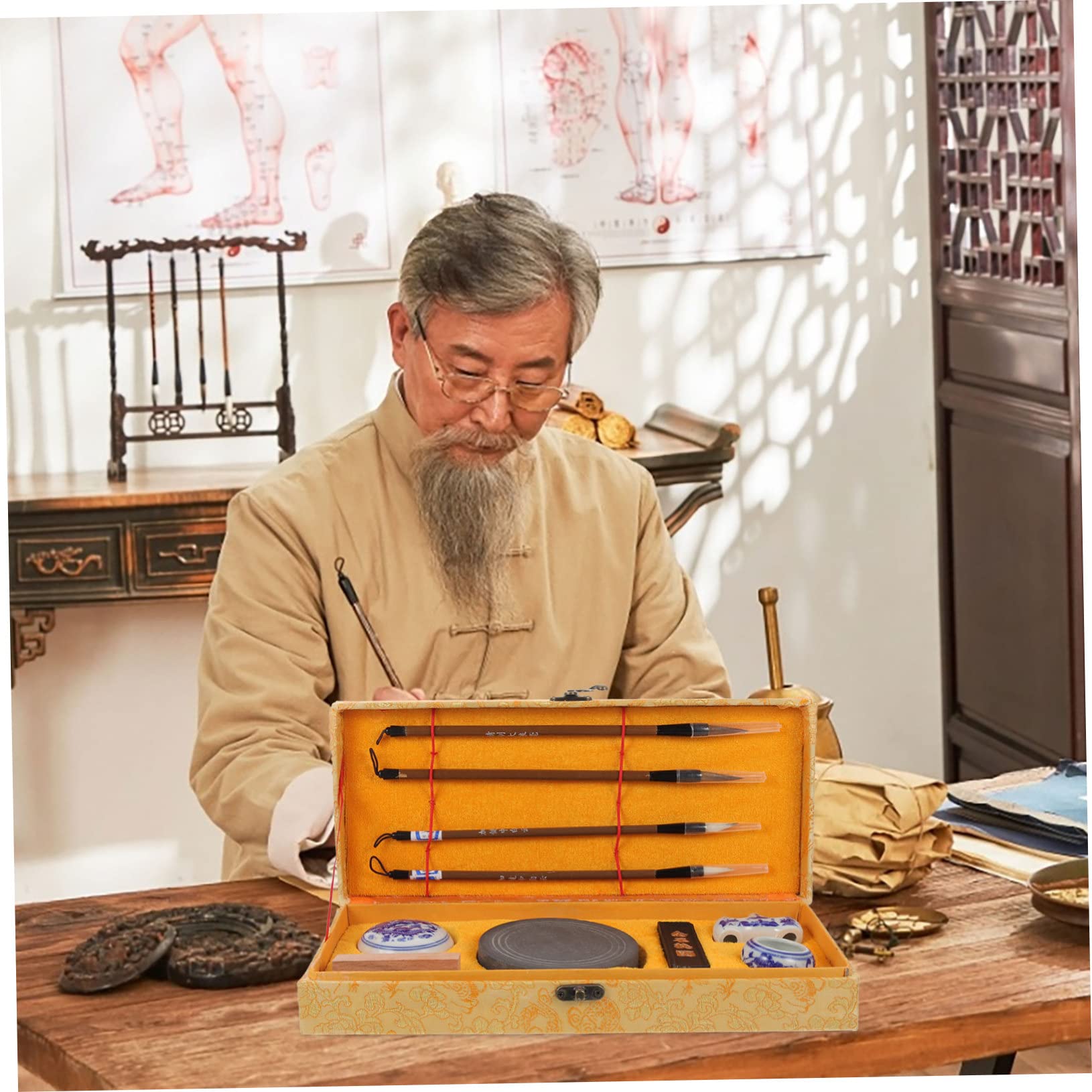 TEHAUX Pietra per Inchiostro Pennello per Scrivere di Bastoncini di Inchiostro per Calligrafia Portatile Forniture per Calligrafia Scolastica
