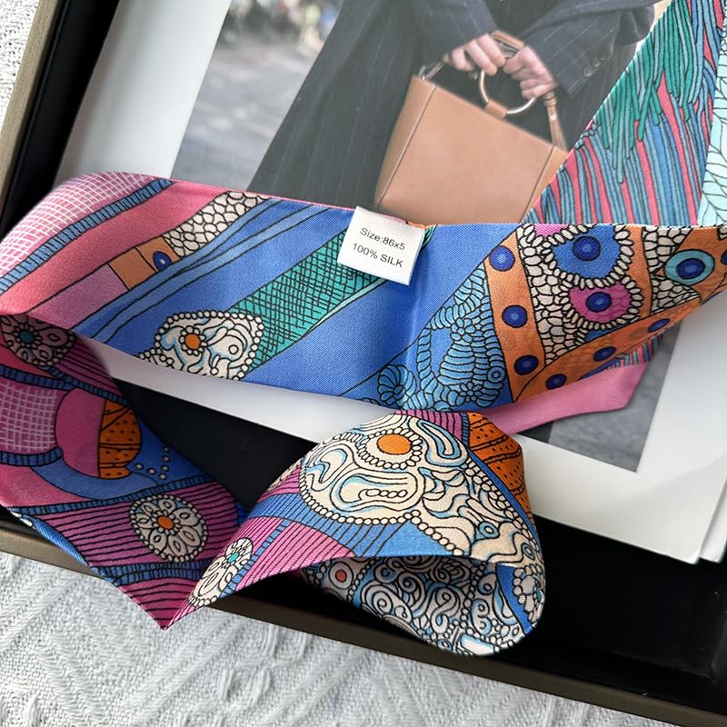 Image of Pure Mulberry Silk Scarf - Lightweight Neckerchief，Packed Handbag Band Hair Neck Scarves for Fashion Gifts
