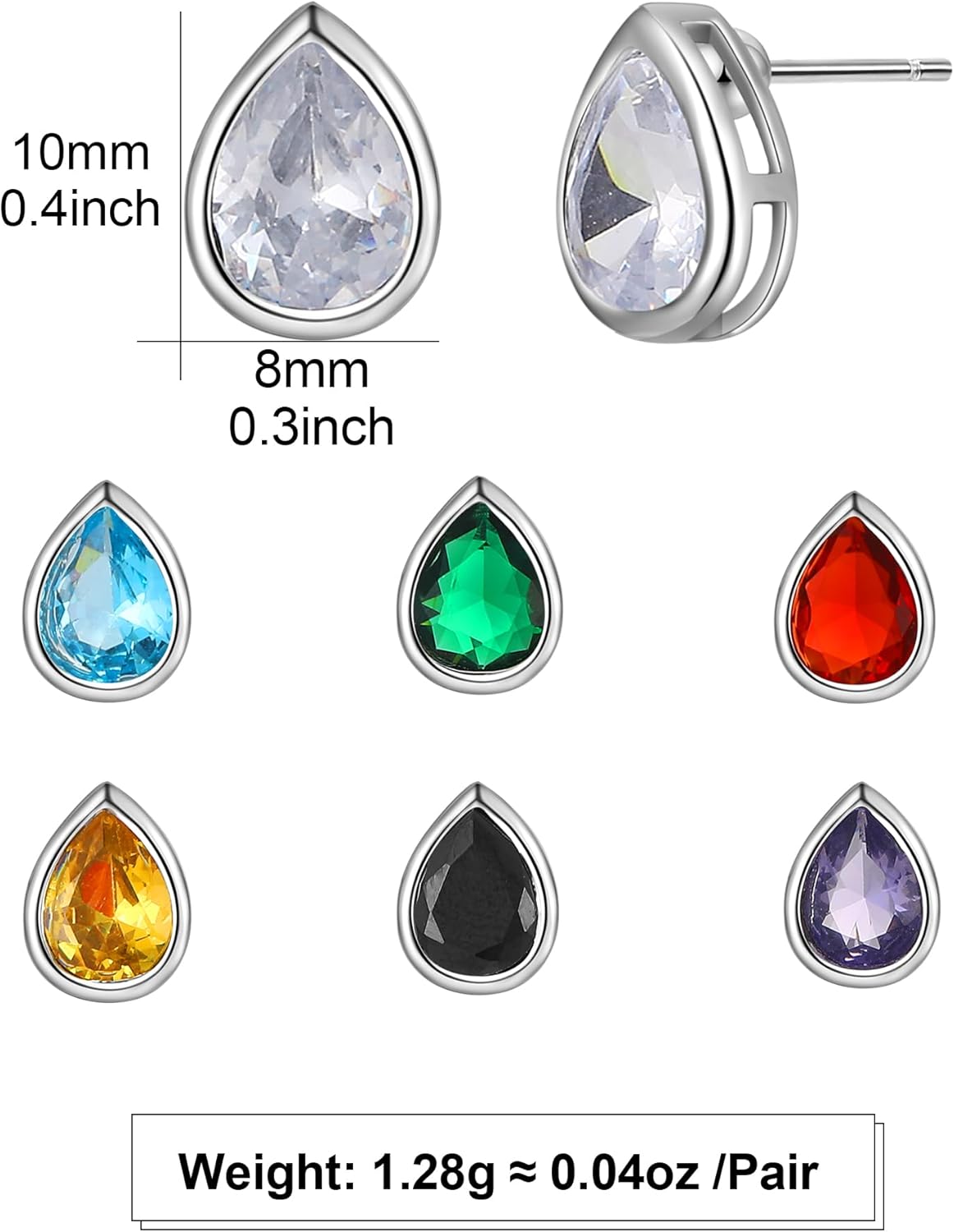 7 Pairs Teardrop Stud Earrings Set-Lightweight Bohemian Glitter Pierced Earrings-Multicolored Cubic Zirconia Hypoallergenic Studs Earrings for Women - Image 6