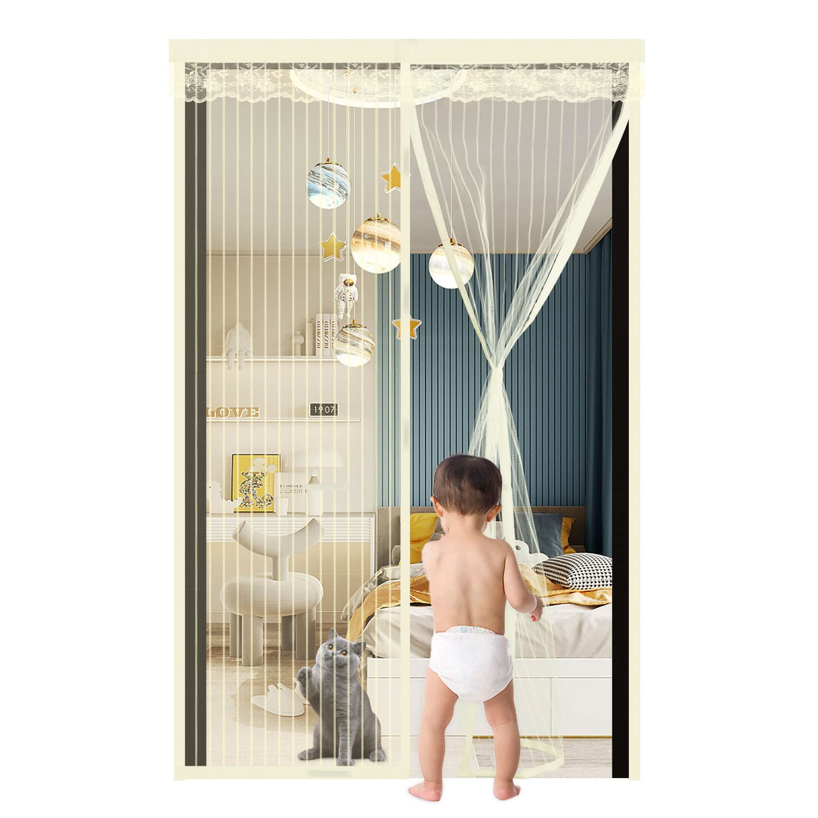 Moustiquaire porte fenetre magnetique rideau anti mouche 140x210