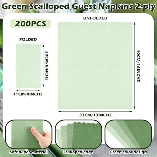 Miniatura 9 de Cholemy 200 servilletas festoneadas para invitados, color pastel, servilletas de cóctel, toallas de mano desechables para baño, invitados, toallas