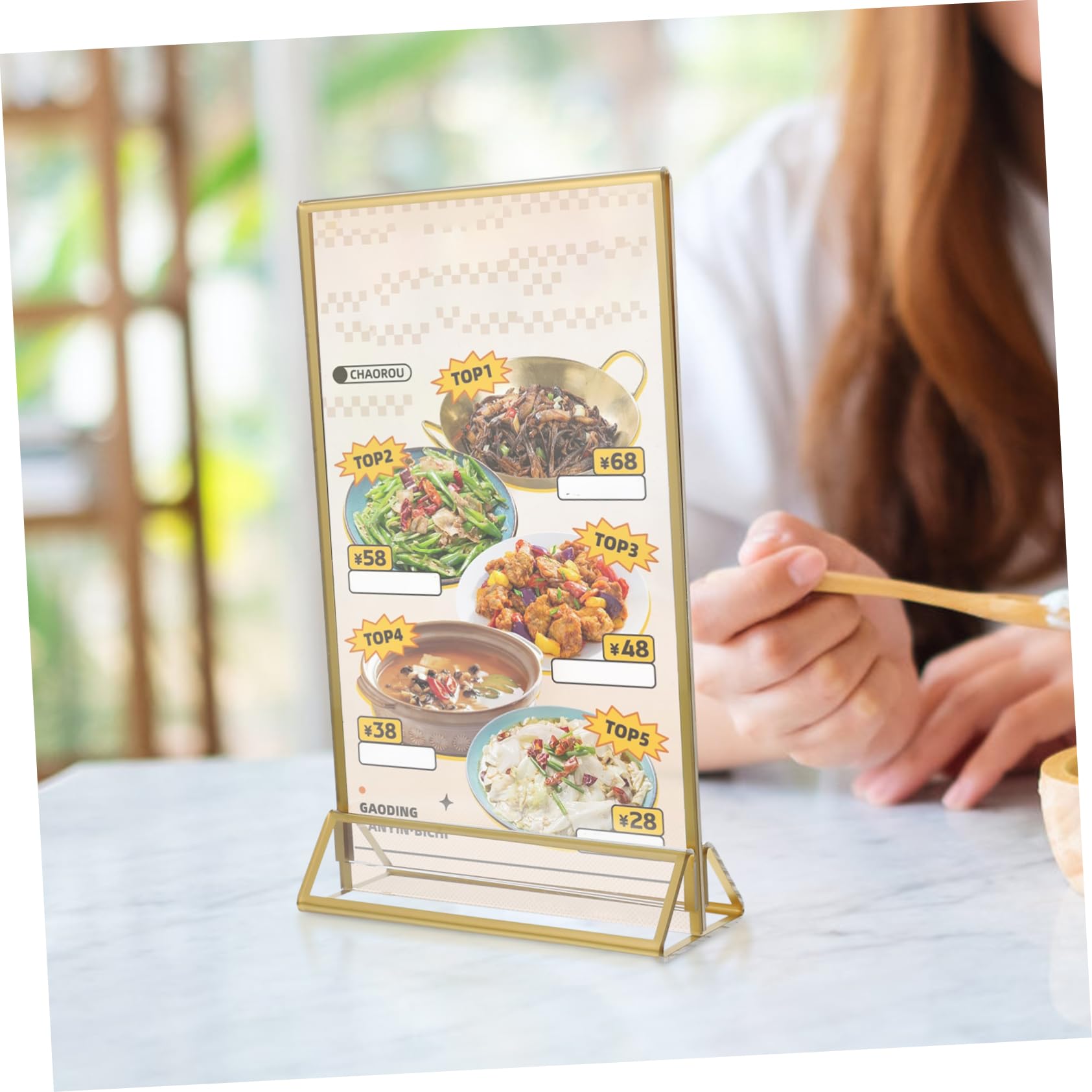 SHOWERORO 6piezas Soporte De Carteles De Acrílico Transparentes De Menú Para Mesa Exhibidor Vertical De Tarjetas Para Bodas y Restaurantes