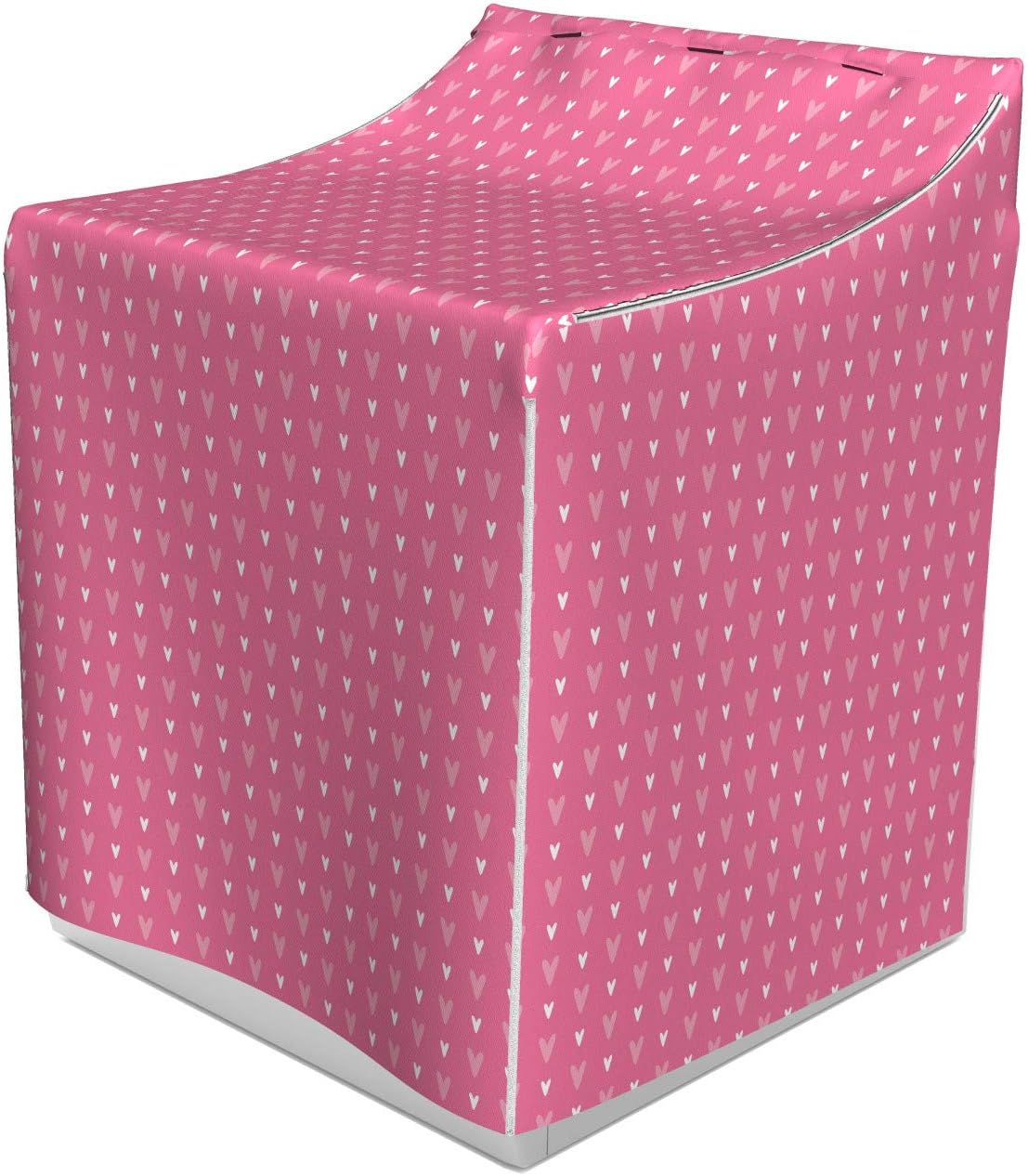 Ambesonne Vintage Valentine Cover for Washer and Dryer, Repetitive Pattern with Tender Little Hearts, Easy Use Bathroom Laundry Decor Accent, 29" x 28" x 40", Pink Pale Pink and White