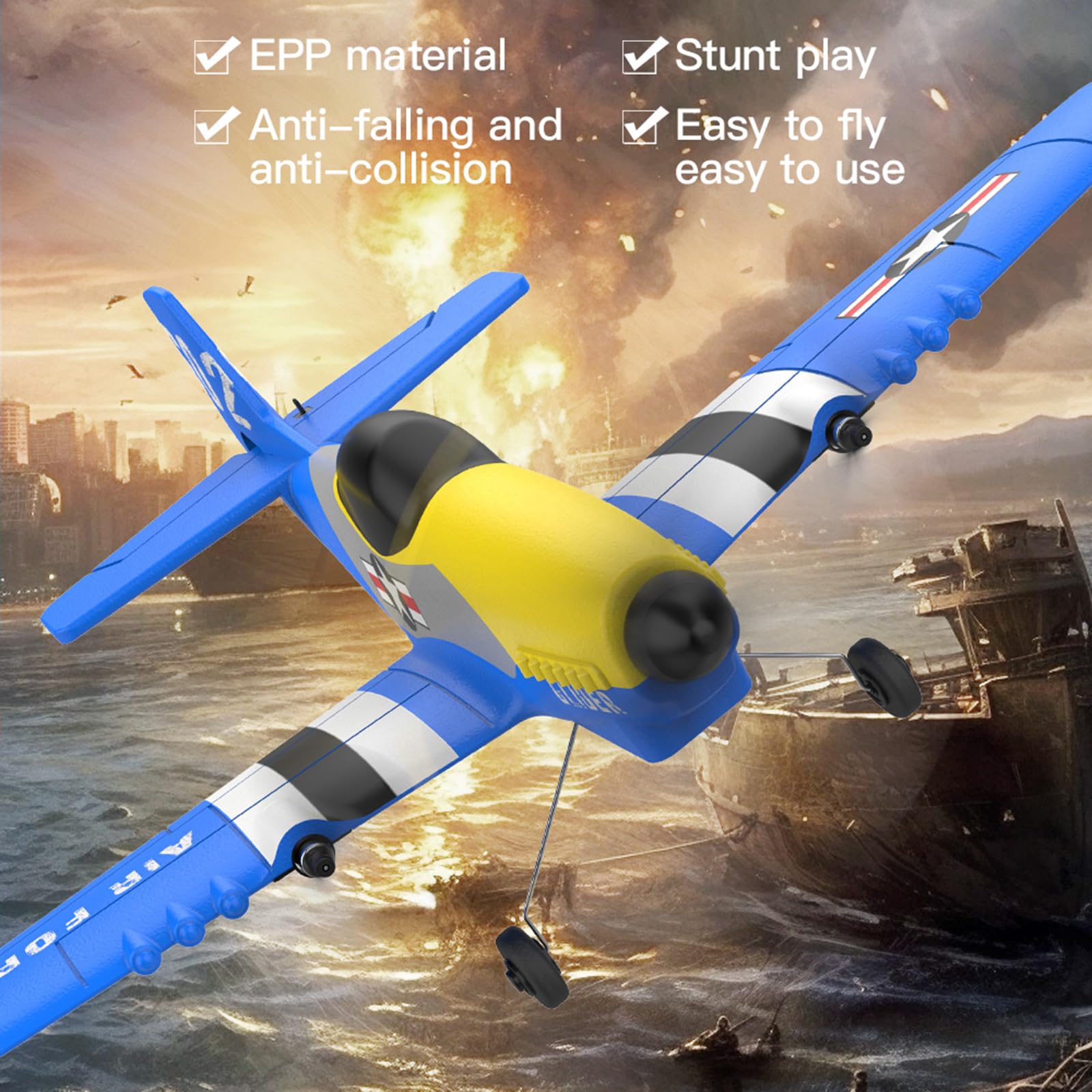 GoolRC RC Plane 3 Channel Remote Control Airplane, 2.4GHz RC Aircraft, Easy to Fly RC Glider Fighter with Gyro Stabilizer for Kids & Beginners