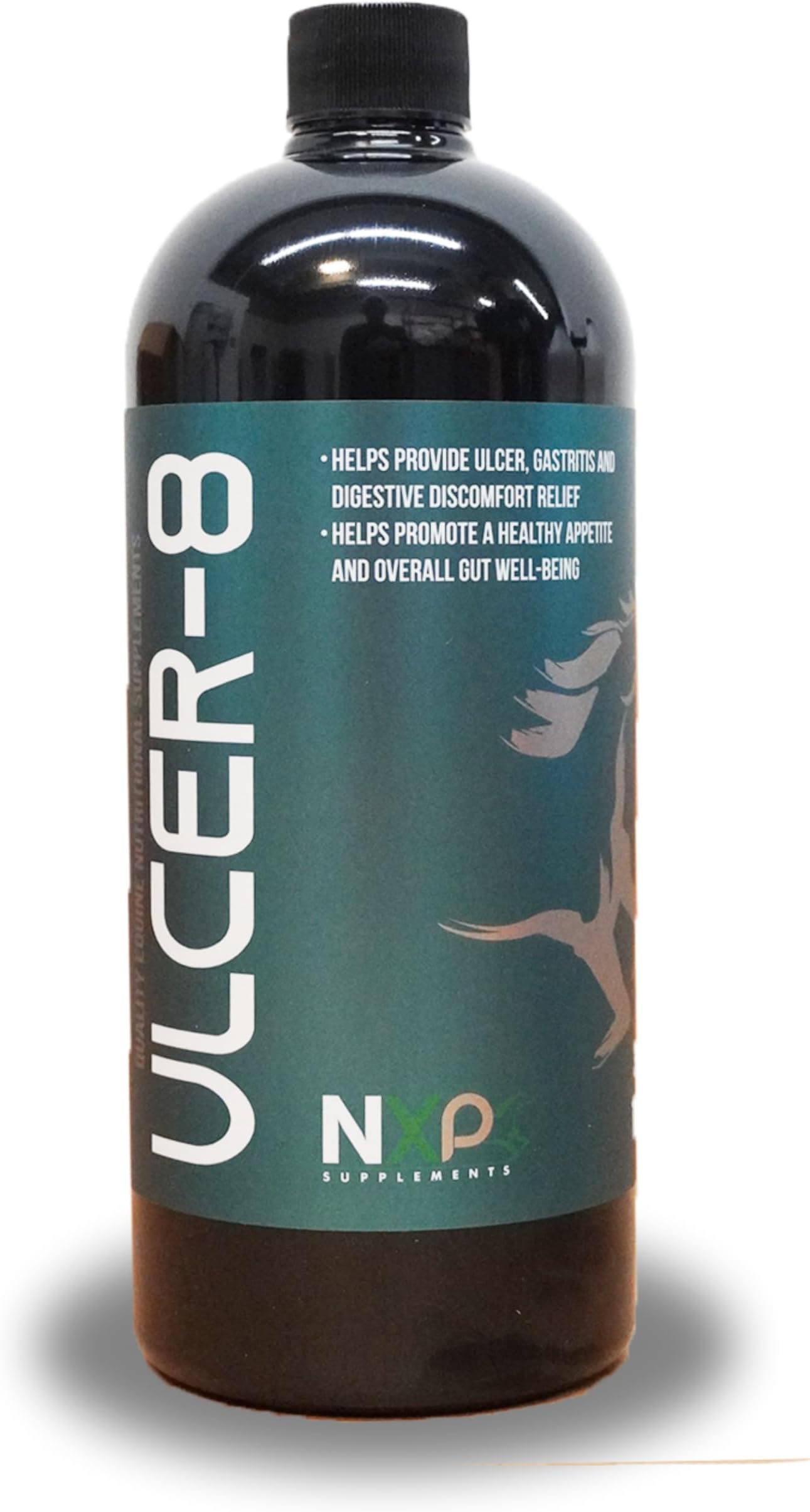 Ulcer-8 - Ulcer Gastritis & Colic Relief Appetite Digestion Supplement for Horses by NXP Supplements - 1 Quart (32 oz)