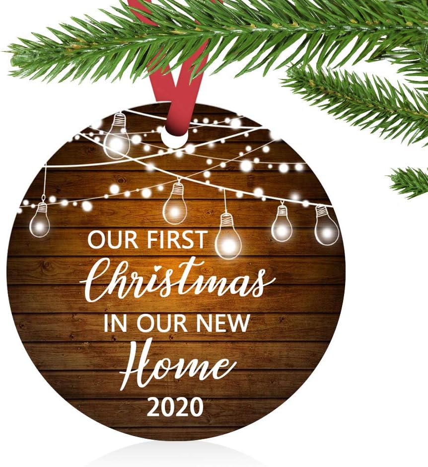 ZUNON Our First Christmas in Our New Home Christmas Ornaments 2020 Our First Christmas New Home Decoration 3" Ornament (Brown New Home)
