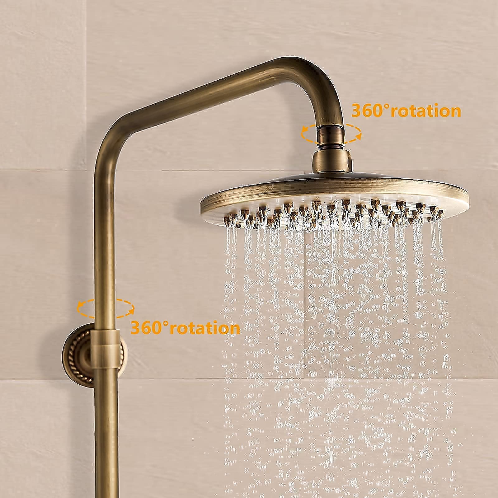 Solepearl Shower Tap Set, Antique Brass Shower Faucet Vintage Shower