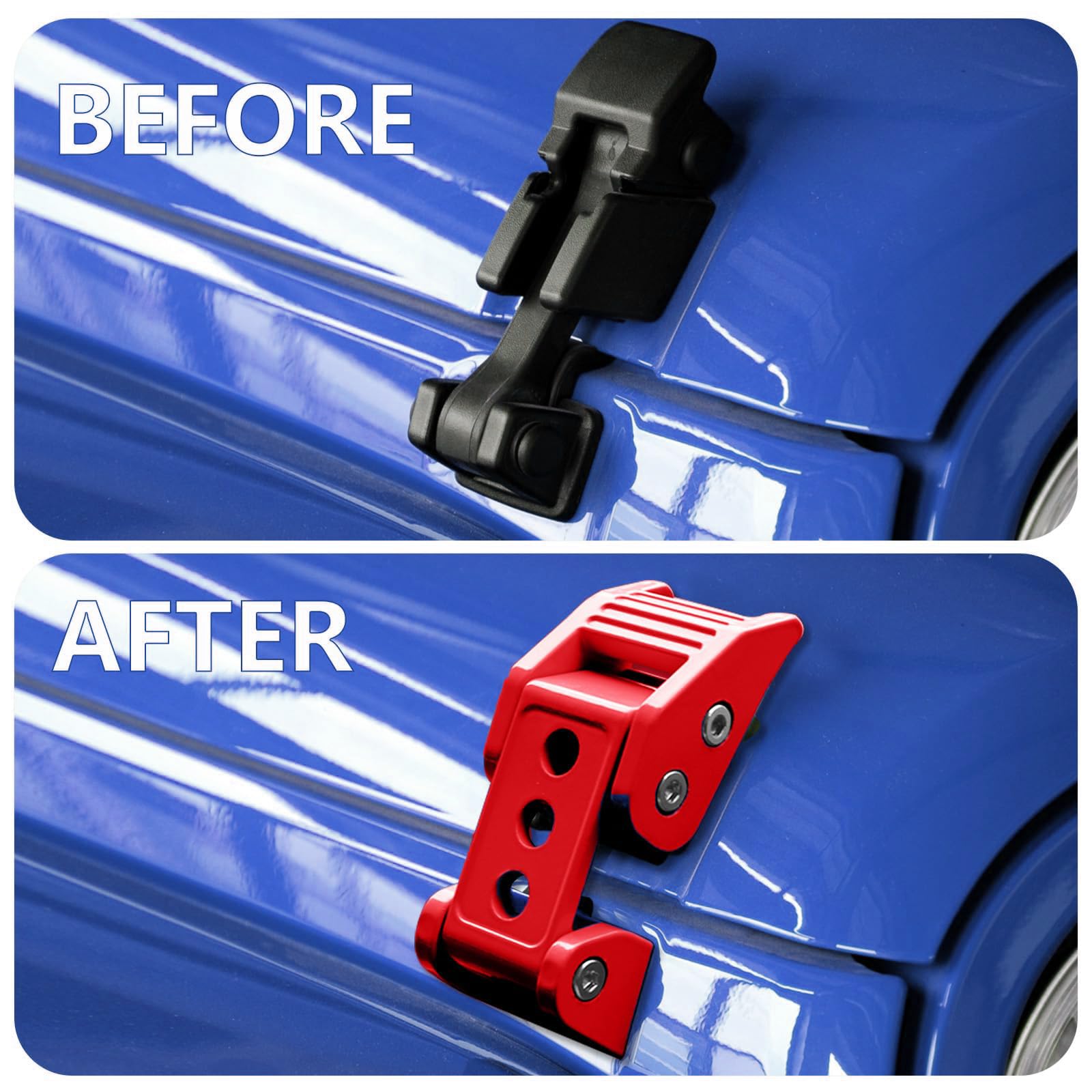 Unifizz Kit de bloqueo de capó de 2 puertas y 4 puertas de acero inoxidable para Jeep for Wrangler JK JKU 2007-2018 y para Jeep Wrangler 2018-2022 JLJLU Gladiator (rojo)