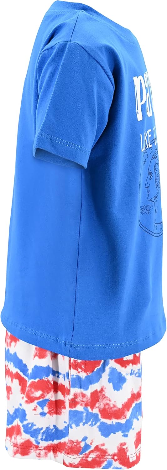 Boys 2pc Shorts Set Outfit Short Sleeve Shirt with Classic Applique Print and Shorts