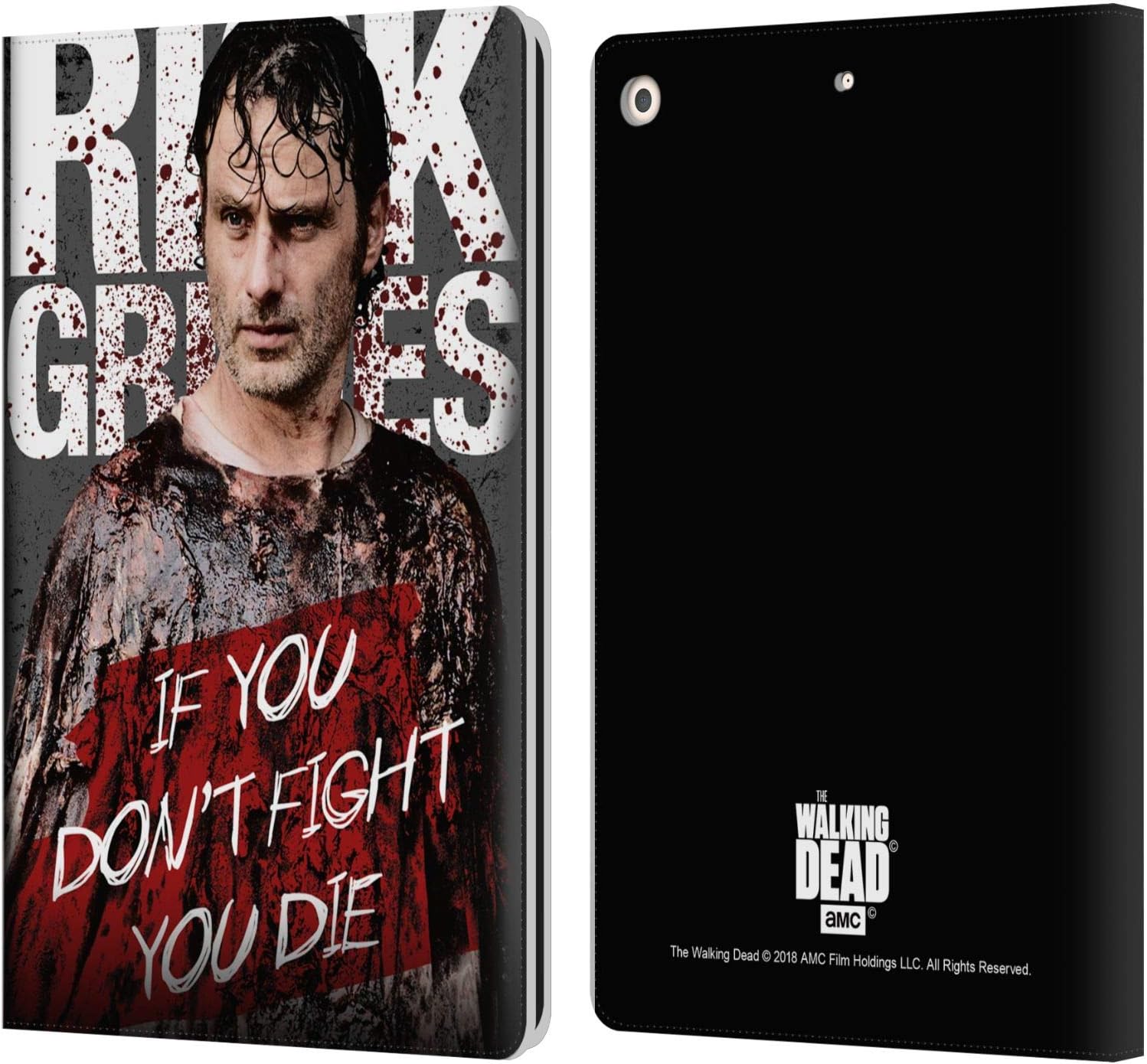 Head Case Designs Officially Licensed AMC The Walking Dead Bloody Poncho Rick Grimes Legacy Leather Wallet Case Compatible with Apple iPad 10.2 2019/2020/2021