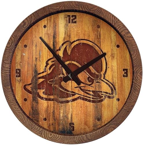 Miniatura 286 de The Fan-Brand NCAA Oklahoma Sooners: Faux Barrel Top Wall Clock Sports Team Bar Sign Décor - Home Man Cave, Party Decoration - Made On Demand