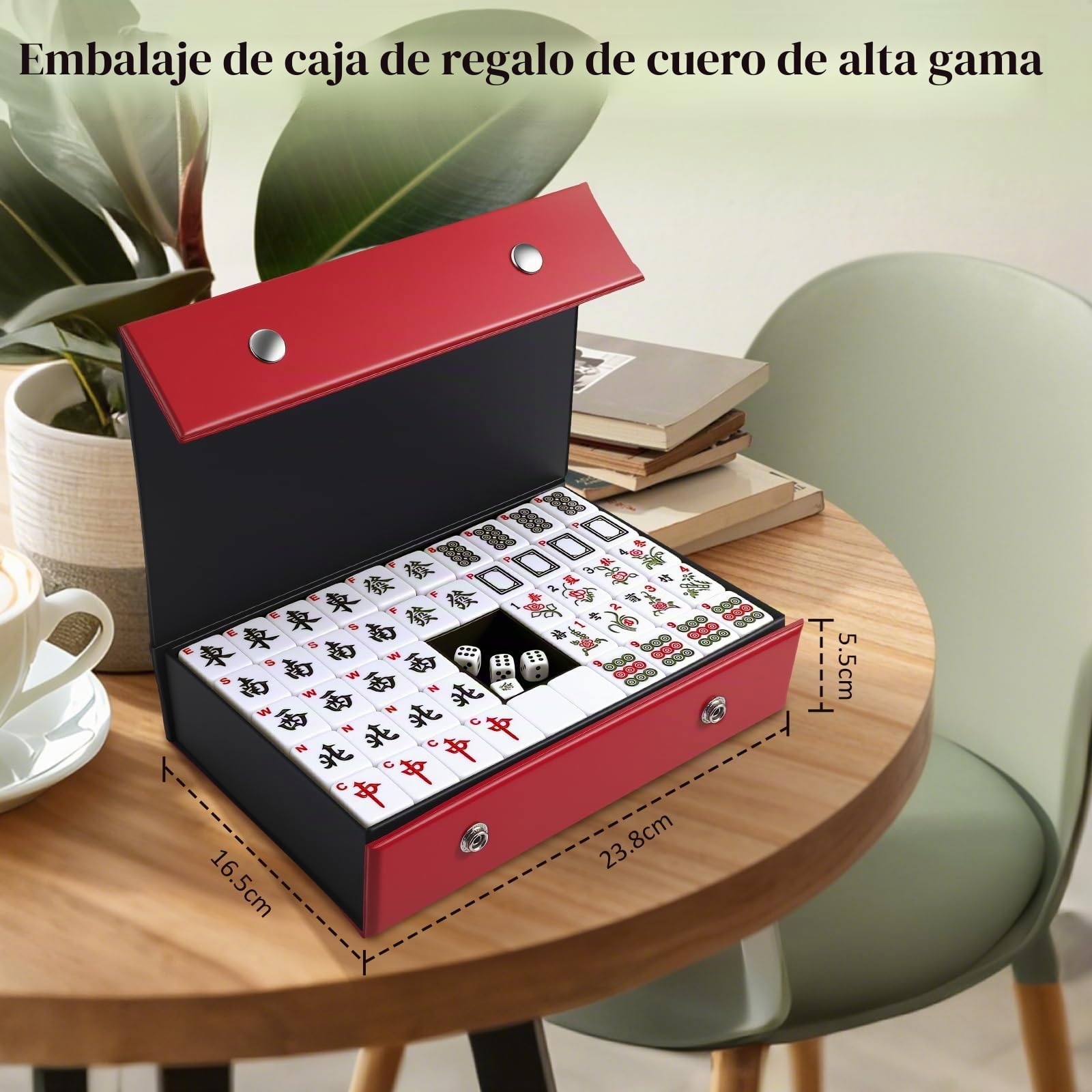 Mahjong Game Large - Juego de Mahjong Chino de 3x2,25 cm con 146 Piezas, Piedras Majong fáciles de Leer, Juegos Completos de Majong, Estuche de Viaje Robusto para Familia y Fiesta