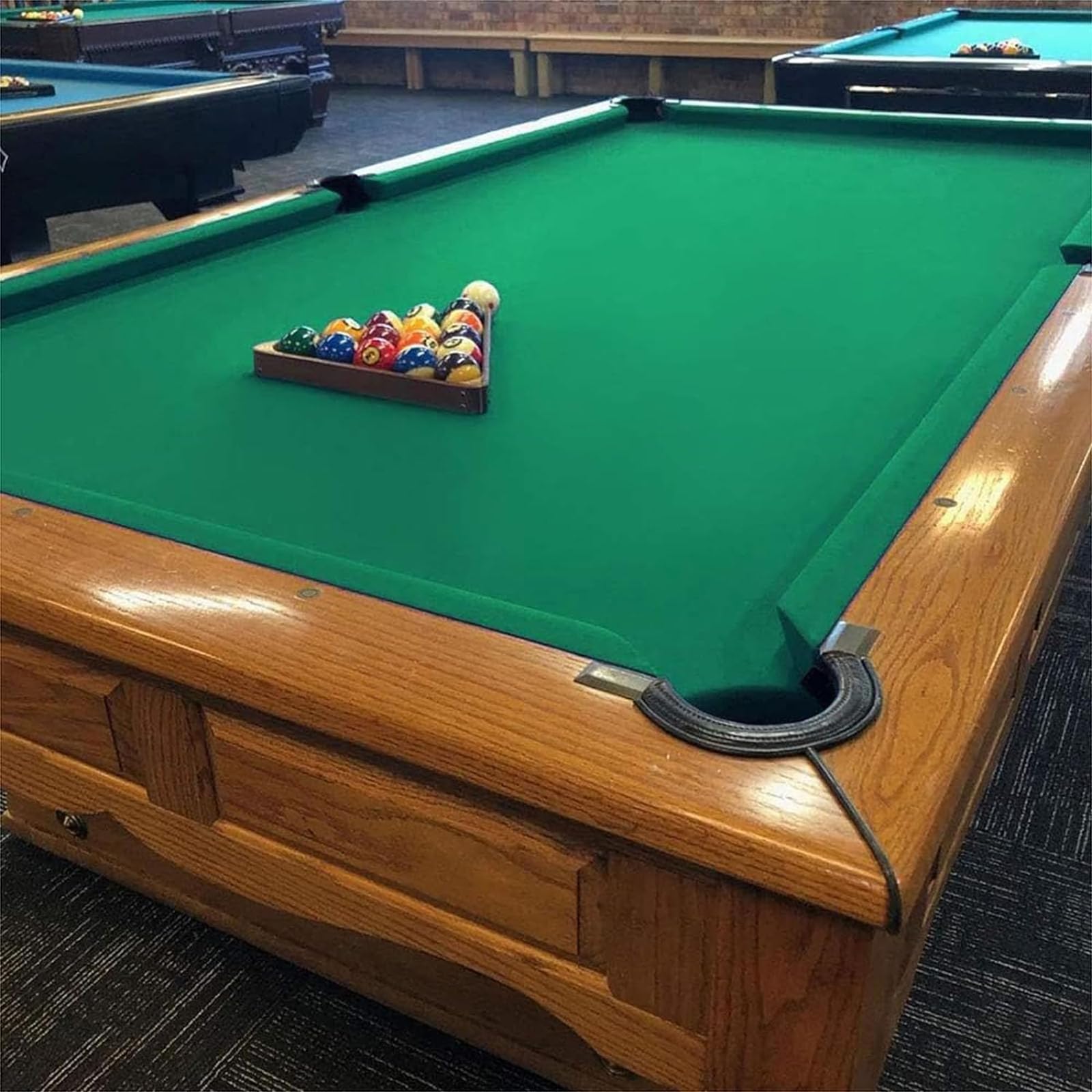 Filc stołowy bilardowy trwały obrus bilardowy filcowy zestaw zastępczy 2,1 m / 2,4 m / 2,7 m Indoor Sports Game Bilard obrus na stół z 6 dolnymi tkaninami do różnych gier Snooker, 01,8