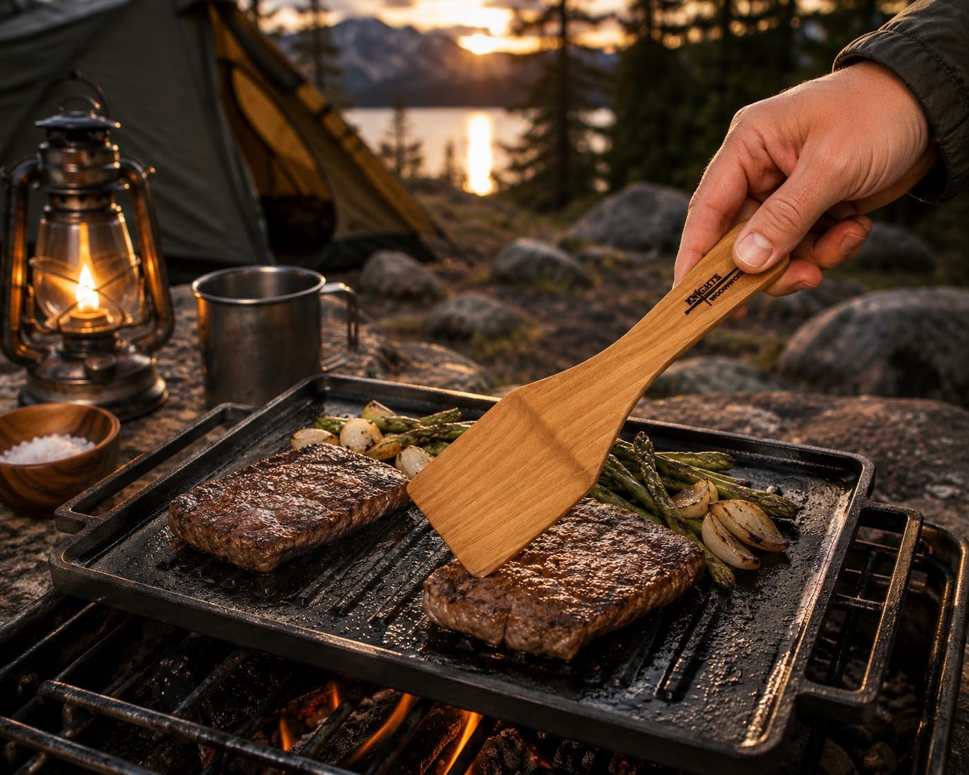 Compact Wooden Camp Spatula – Lightweight Cooking Utensil for Camping, Hiking & Backpacking