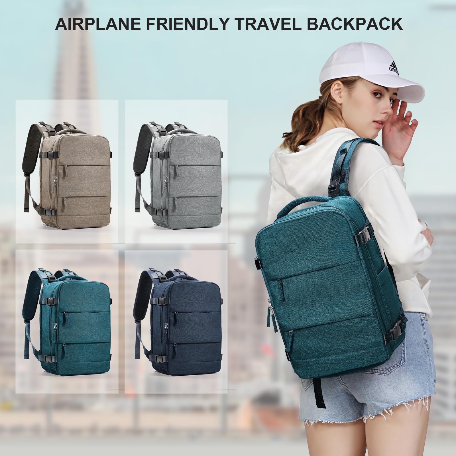 SZLX Zaino Ryanair 40x20x25 Donna Zaino da Viaggio Bagaglio a Mano 20L Uomo Borse da cabina 45x36x20 Easyjet Travel Backpack Adatto a laptop da 14 Pollici con scomparto per scarpe per Lavoro e Scuola