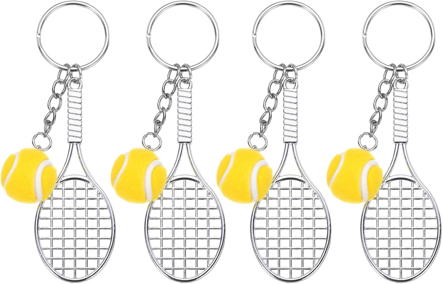 PATIKIL Tennis Keychain,Metal Tennis Racket Key Chains Sports Novelty Charm Pendant for Backpacks,Party Favor, Sports Fan