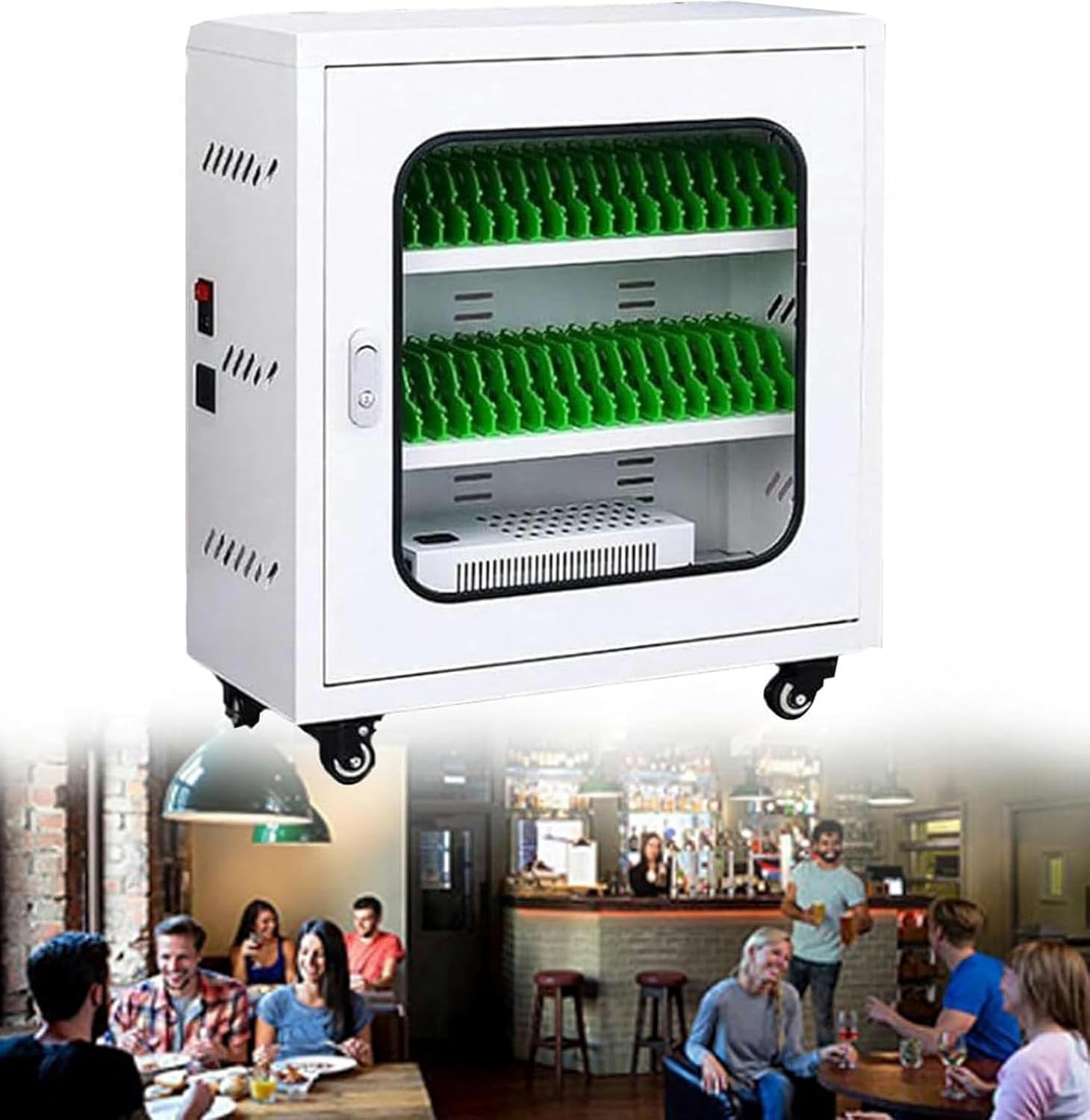 Mobile Phone Storage Box Transparent Acrylic Mobile Phone Security Locker with Key,40-Slot Portable Cell Phone Charging Station, Rechargeable Mobile Phone Locker, Organized Charging Cabinet