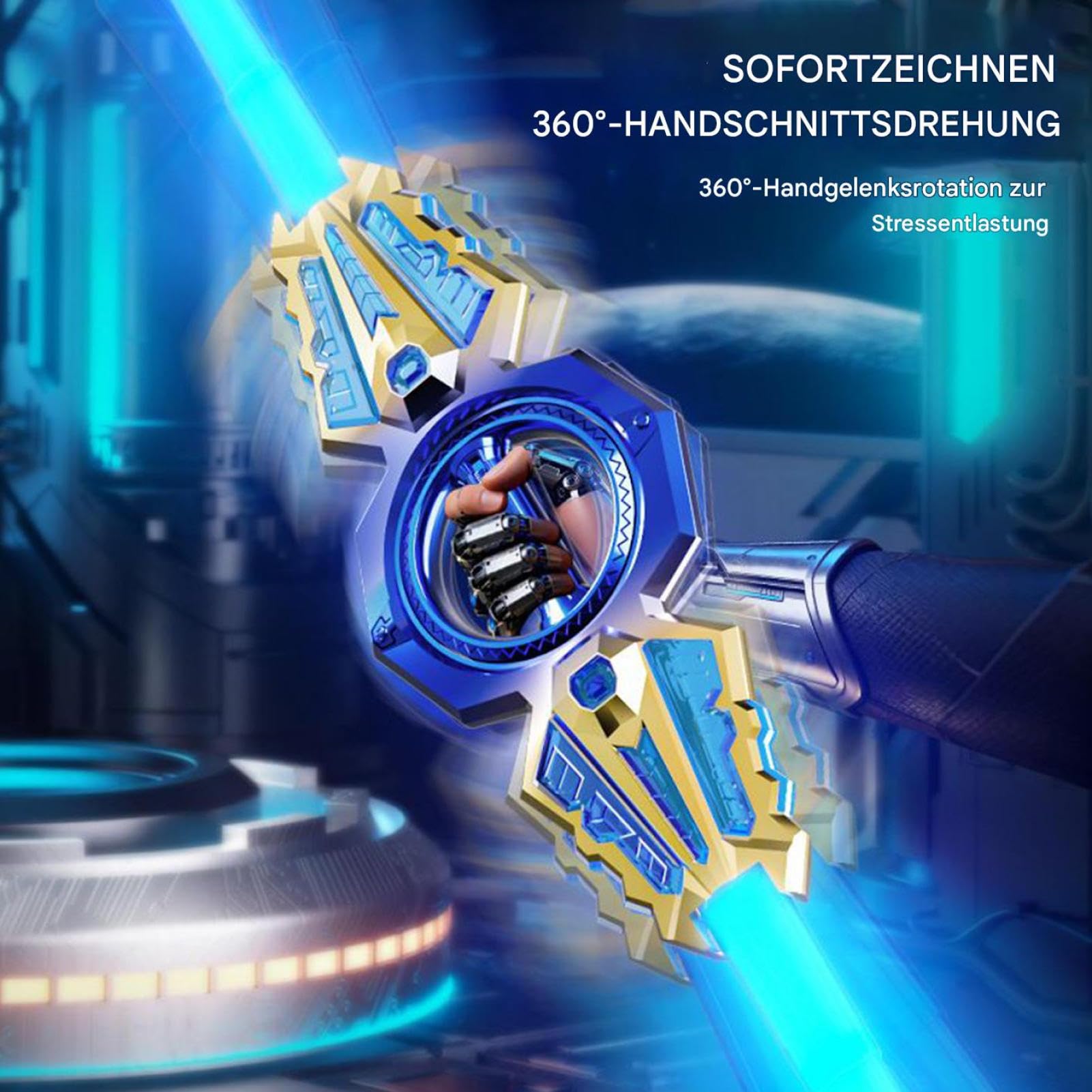 Leuchtendes 7-Farben Einziehbares Spielzeug, 2 In1 Doppelklingen Lichtschwert, Wiederaufladbarer Kostüm Säbel, Drehendes Leuchtender Säbel, für Cosplay, Duell Spielzeug, Geschenk