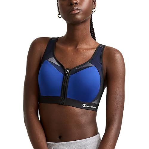 Champion Women's Sports Bra, Motion Control Zip High-impact Sports Bra, Wirefree Bra for Women