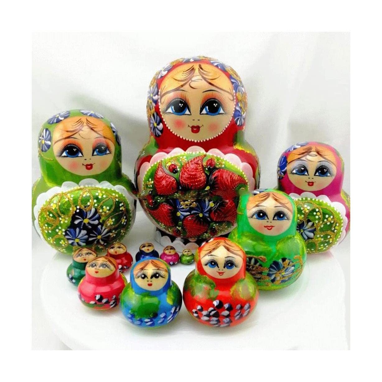 Matrioszka 15 stuks Russische Nesting Dolls Traditionele Matroesjka Poppen Stapelen Geneste Set Leuke Meisje Baboushka Nesten Poppen Home Decor zabawny prezent