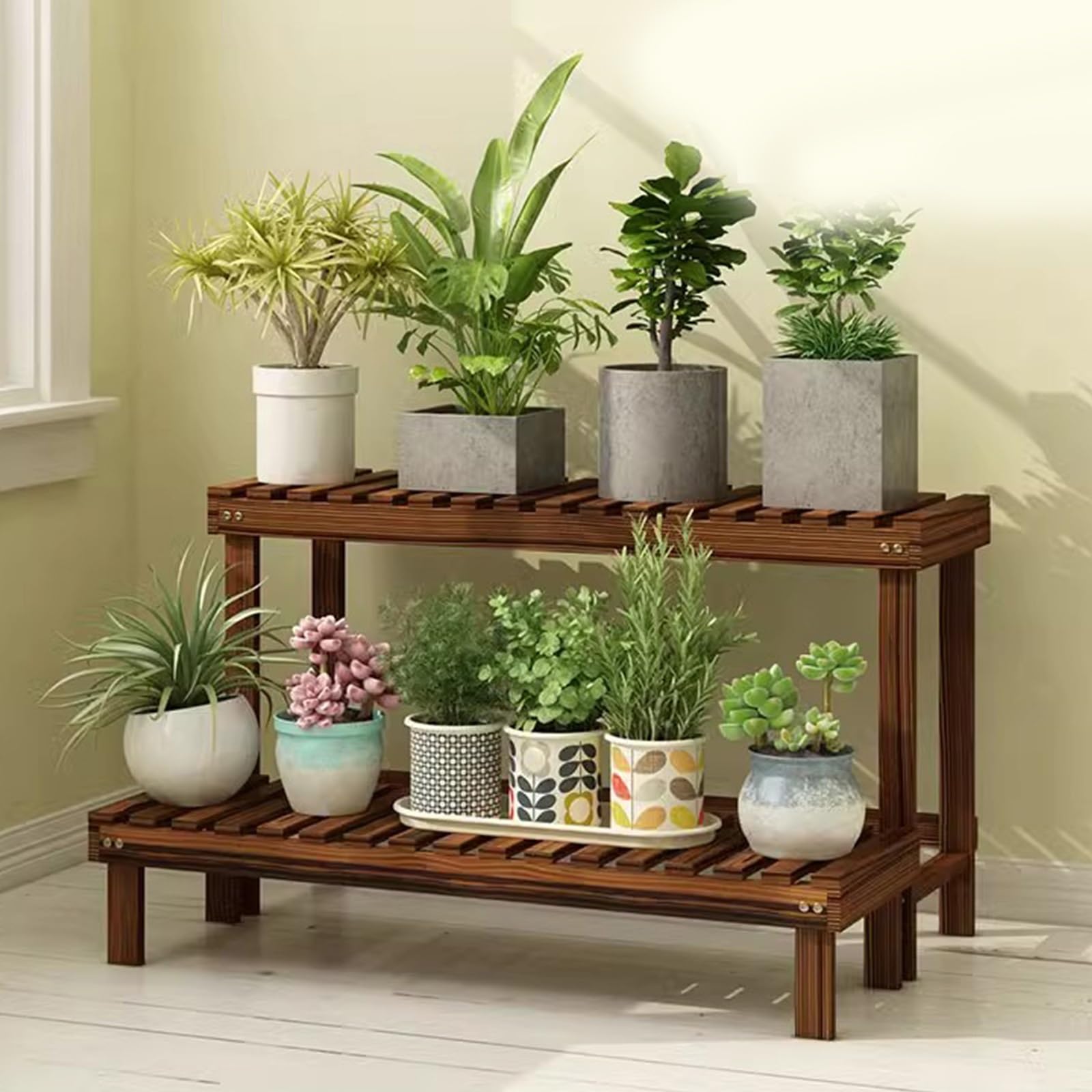 Portapiante In Legno Scaffale Per Fiori A Più Livelli Da Interno Supporto Per Piante Da Balcone Espositore Per Piante Grasse Scaffale Per Piante Da Interno Ed Esterno(Brown,98X25X15CM)