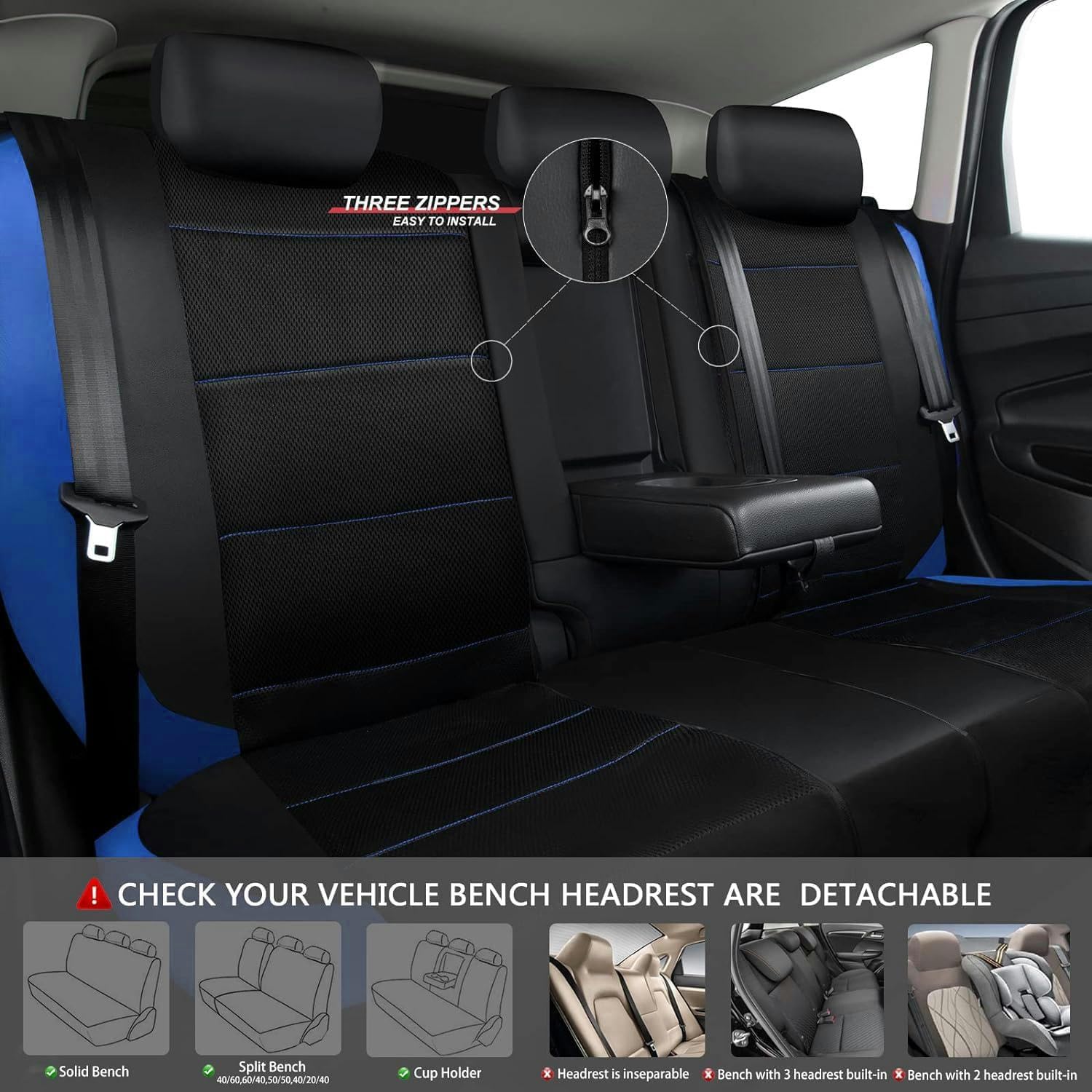 Coprisedili universali per auto per BMW 1 3 5 7 Series X1 / X3 / X5 / X6 impermeabili accessori auto, nero blu