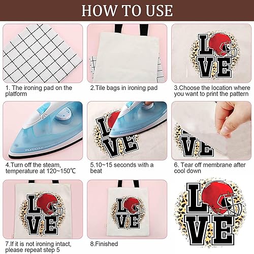 Miniatura 7 de Parches termoadhesivos de rugby para ropa, fútbol americano, transferencia térmica, casco de fútbol, amor, corazón, calcomanías para ropa,