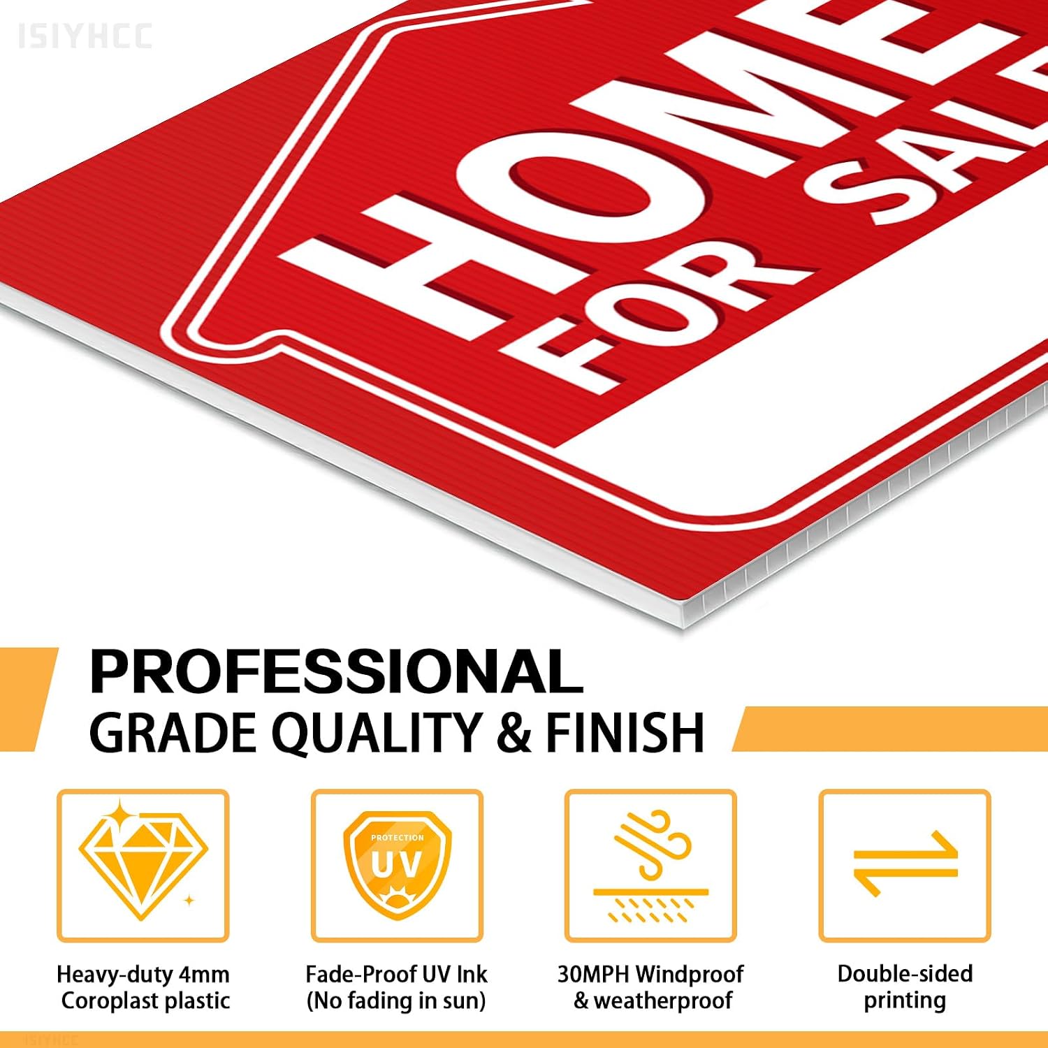 For Sale By Owner Yard Sign Kit (3 Pack) - "Home For Sale" Design with Directional Arrows - 17x13" Double Sided Waterproof Real Estate Signs with Metal Stakes - FSBO