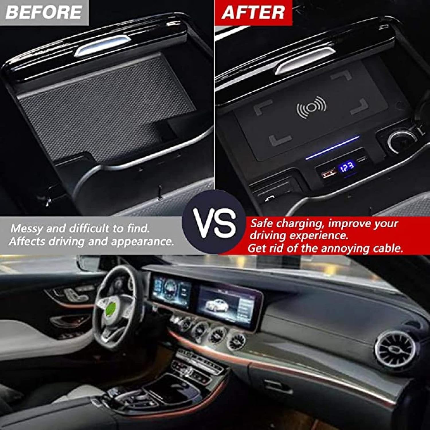 car wireless chargerfor mercedes b enz a class gla glb 2019 2020 2021 qi smart charger with qc3 0 usb and 18w pd port15w 3 coil fast cell phone wire