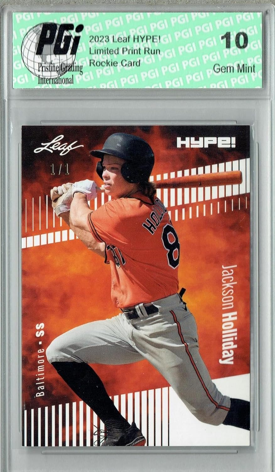 Jackson Holliday 2023 Leaf HYPE! #124 Blank Back #1/1 Rookie Card PGI 10 - Baseball Slabbed Rookie Cards