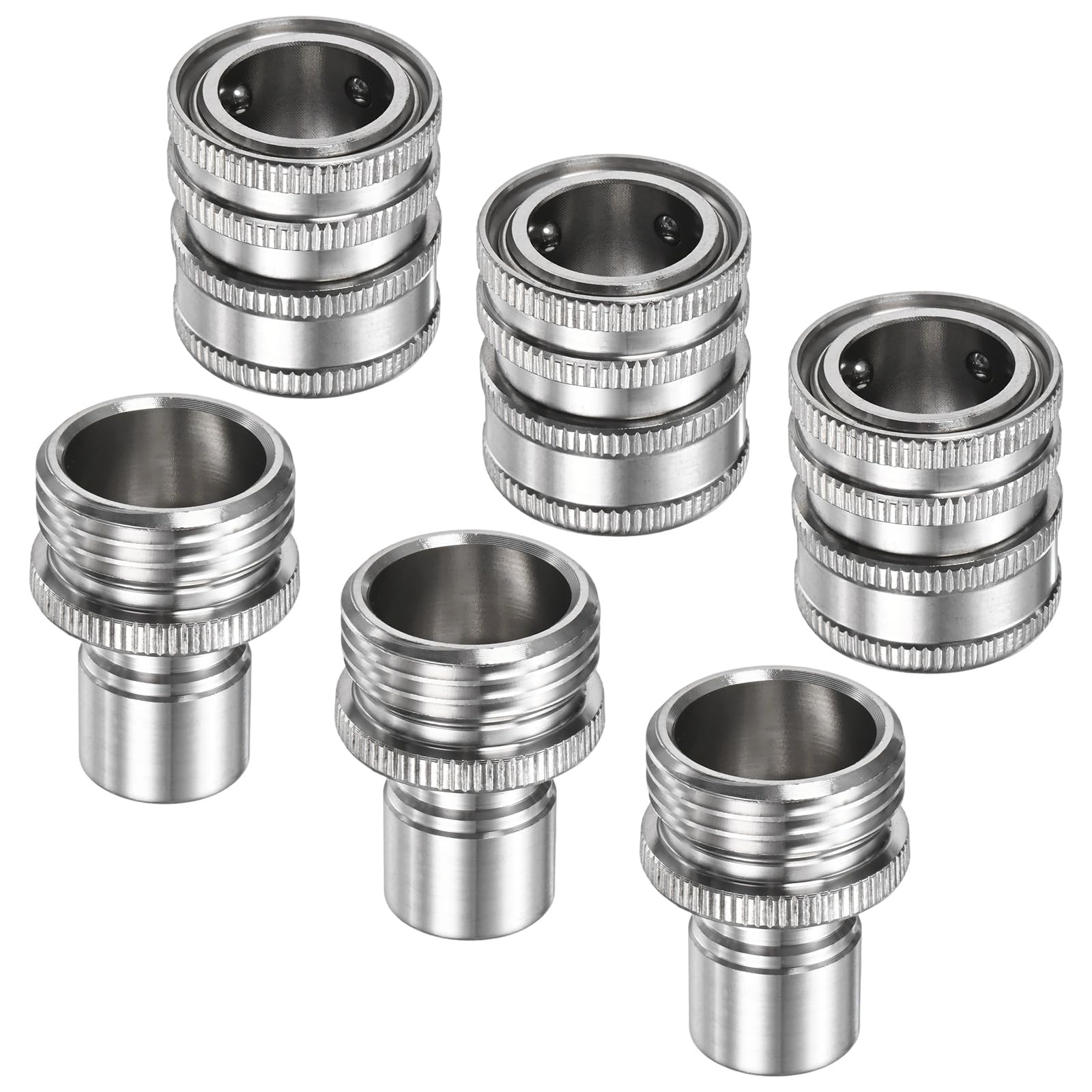M METERXITY 3-Set Garden Hose Quick-Connect, 3/4 Inch GHT Stainless Steel Water Hose Fittings for Faucet/Pressure Washer/Pump/Sprayer, Male Quick Release Connector and Female Adapter