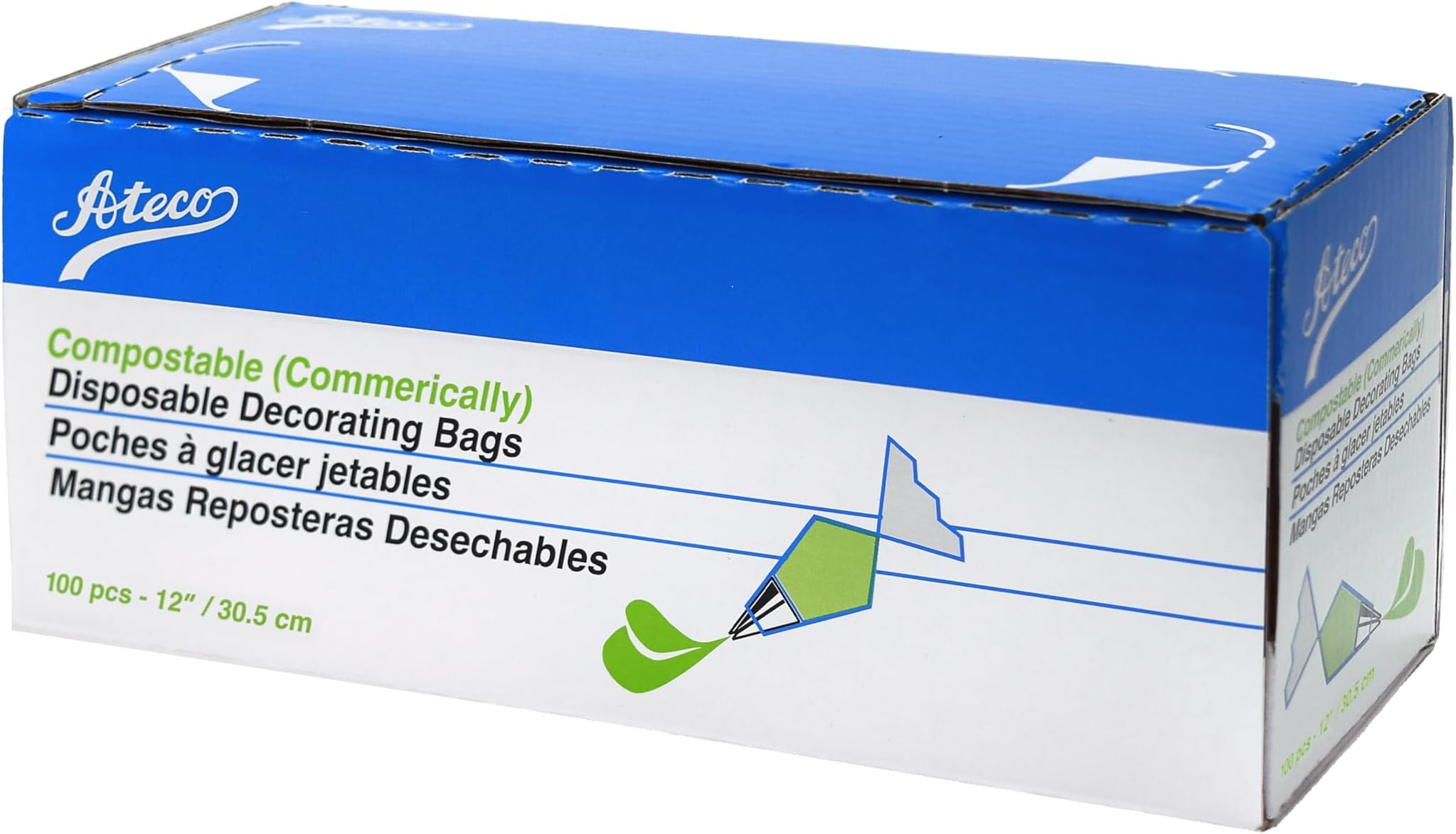 Compostable and Disposable Piping and Cake Decorating Bags, 12" - Pack of 100, Biodegradable Translucent