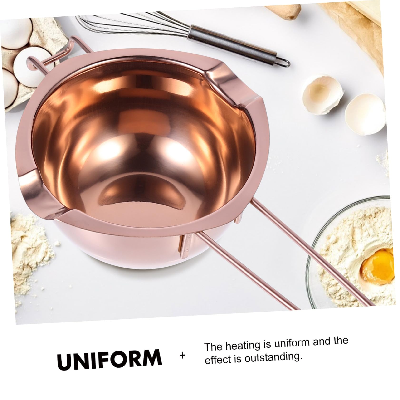 GRIRIW Melting Pot Extended Handle Chocolate Butter Melting Bowl Stainless Steel Easy to Pour