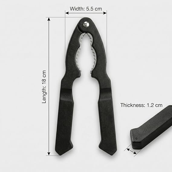 Walnut Cracker Tool with Ergonomic High-Leverage Handles | Professional Zinc Alloy for Pecans, Almonds and Hazelnuts | Durable Non-Slip Kitchen Gadget Black