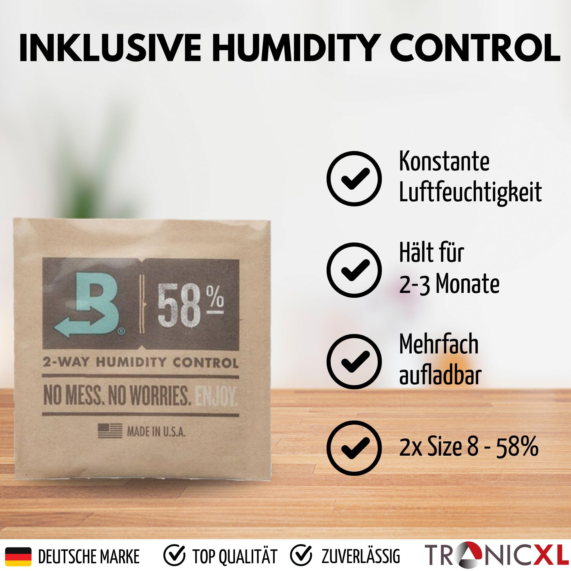 TronicXL 2 x 1 litro XXL sottovuoto per erbe borosilicate, in vetro da 1000 ml, ermetico, contenitore in vetro con coperchio, compatibile con Boveda, confezione da 58%