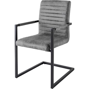 Loft Chair 54 cm Vintage Grey Microfibre Iron Frame Armrest
