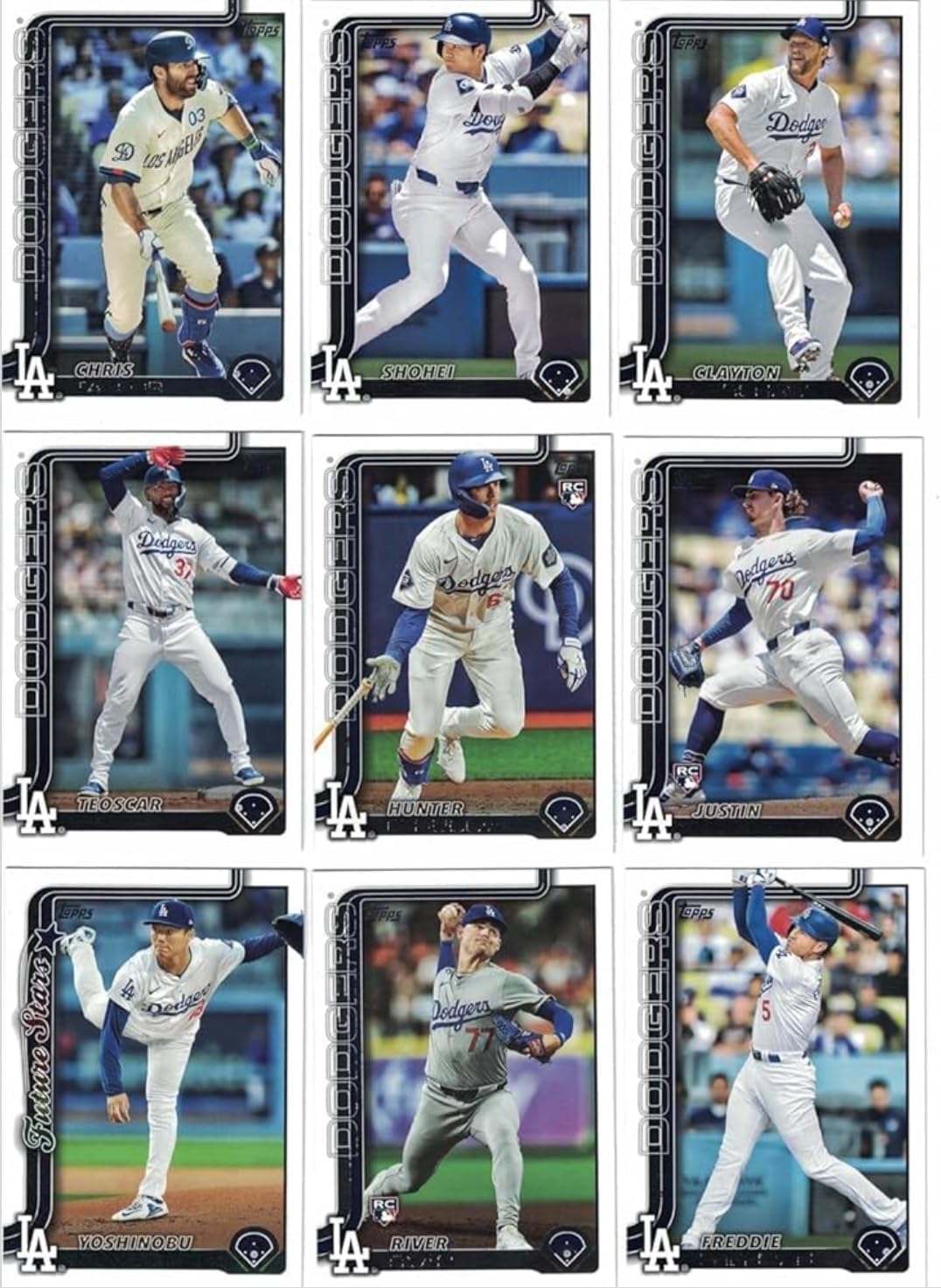 2025 Topps Complete Set (Series 1 & 2) Los Angeles Dodgers Team Set of 33 Cards INC Shohei Ohtani Yoshinobu Yamamoto Freeman Betts Kim RC